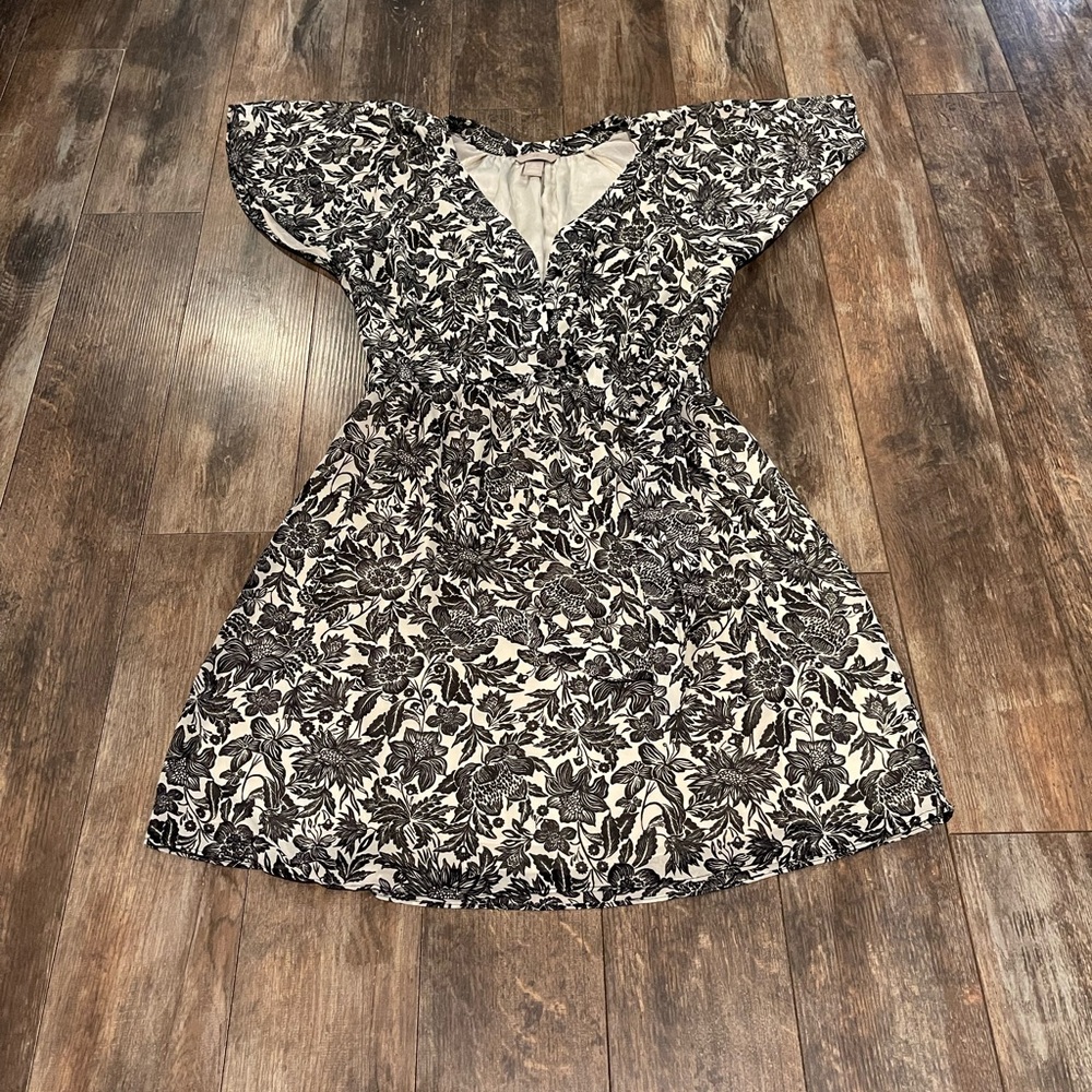 H&M Black and Cream Patterned Mini Dress